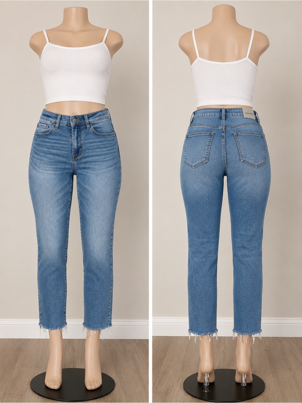 Kensie The Allie High Rise Slim Straight Crop Jeans Raw Hem 6/28